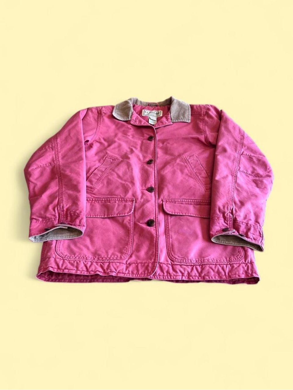 Vintage L.L.Bean Barn Chore Jacket Faded Pink Corduroy Collar Women’s S